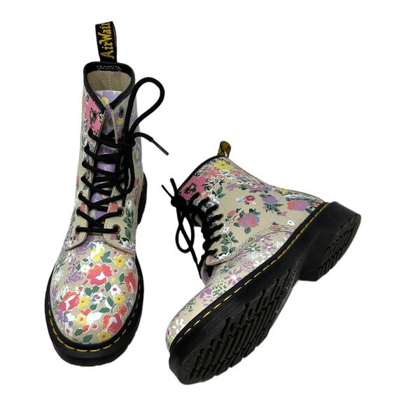 Dr. Martens Floral Print Combat Boots Size 7 - Picture 8 of 12